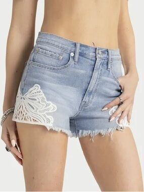 JS Denim Lace Trim High-Rise Women's Denim Shorts Sz 2